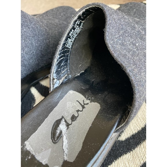 Clarks dark gray charcoal wool clogs, women's size 8 - Picture 4 of 12